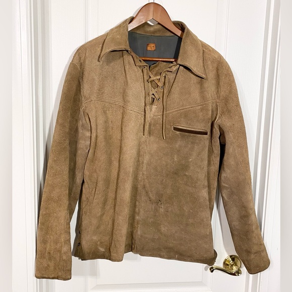 Vintage Other - 60s Handmade Mexican Suede Tunic Jacket Vintage Tan Large